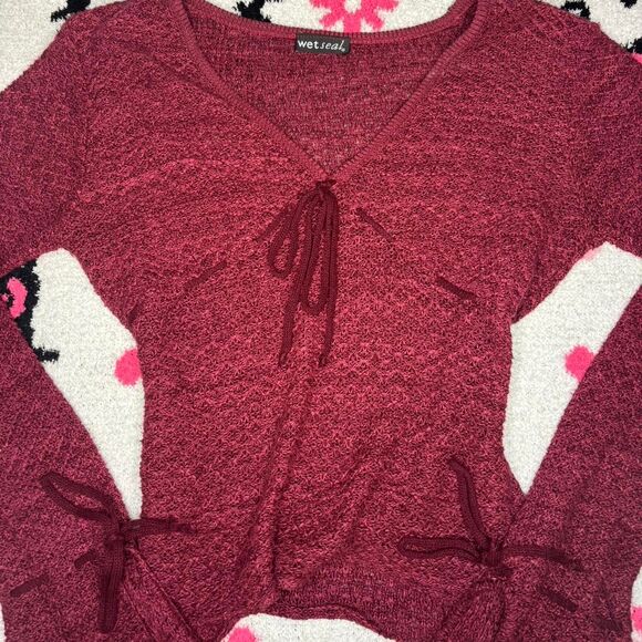 Wet Seal Burgundy Knit Sweater - Picture 1 of 3